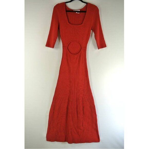 NEW FAVORITE DAUGHTER Crush Cutout Detail Cotton Blend Rib Jumper Dress L#2534* - Picture 5 of 9